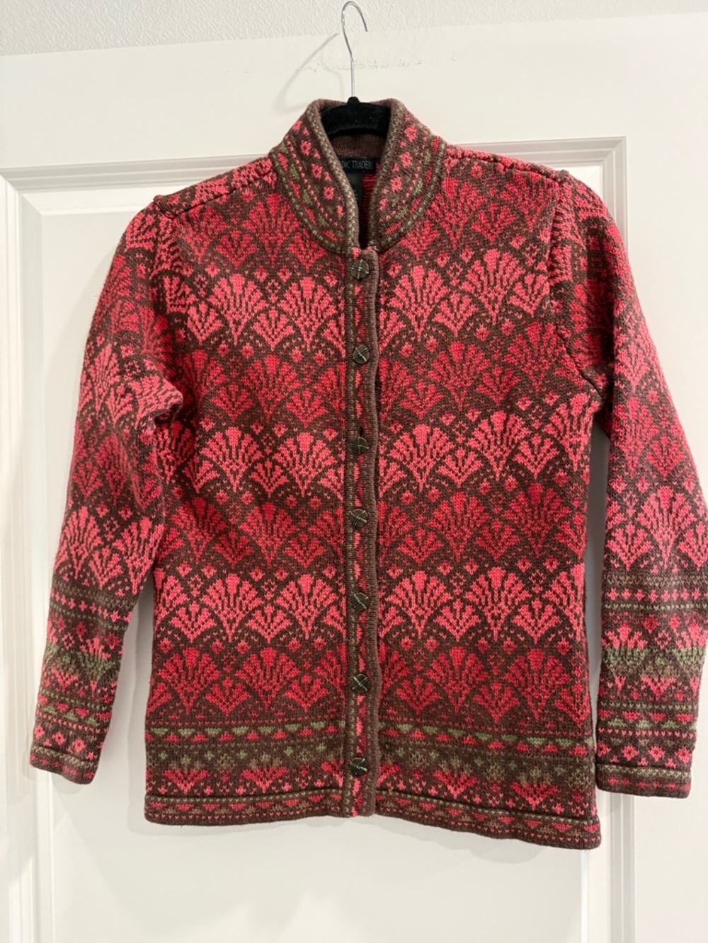 Nomadic Traders Red and Brown Textured Knit Cardigan